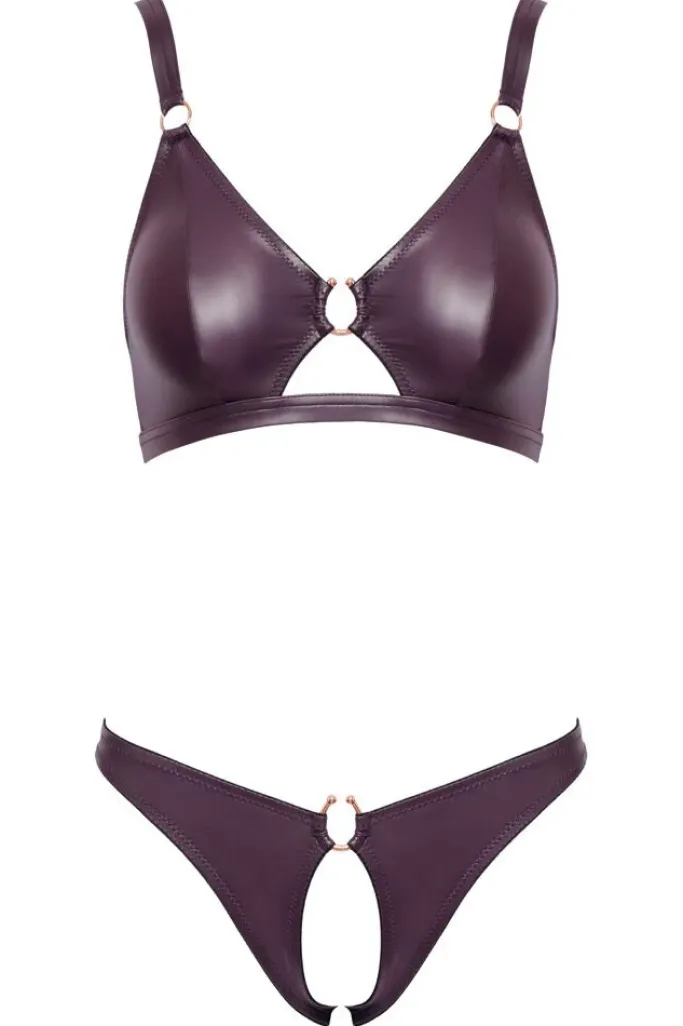 Cottelli Collection Cottelli Lingerie Purple Wetlook Set