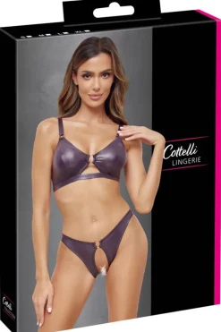 Cottelli Collection Cottelli Lingerie Purple Wetlook Set