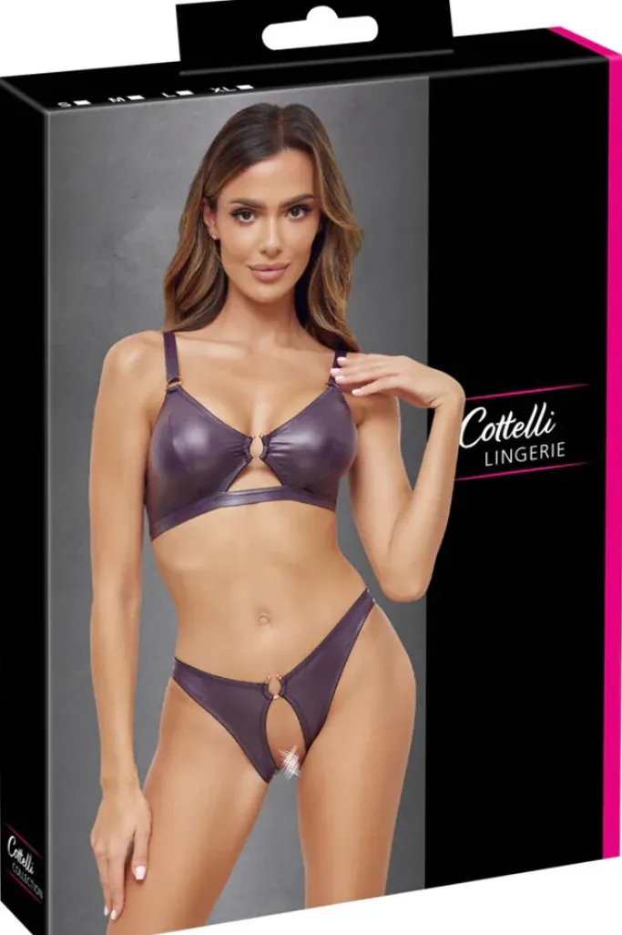 Cottelli Collection Cottelli Lingerie Purple Wetlook Set