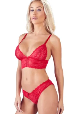 Cottelli Collection Cottelli Lingerie Red Bra and Briefs (XL)
