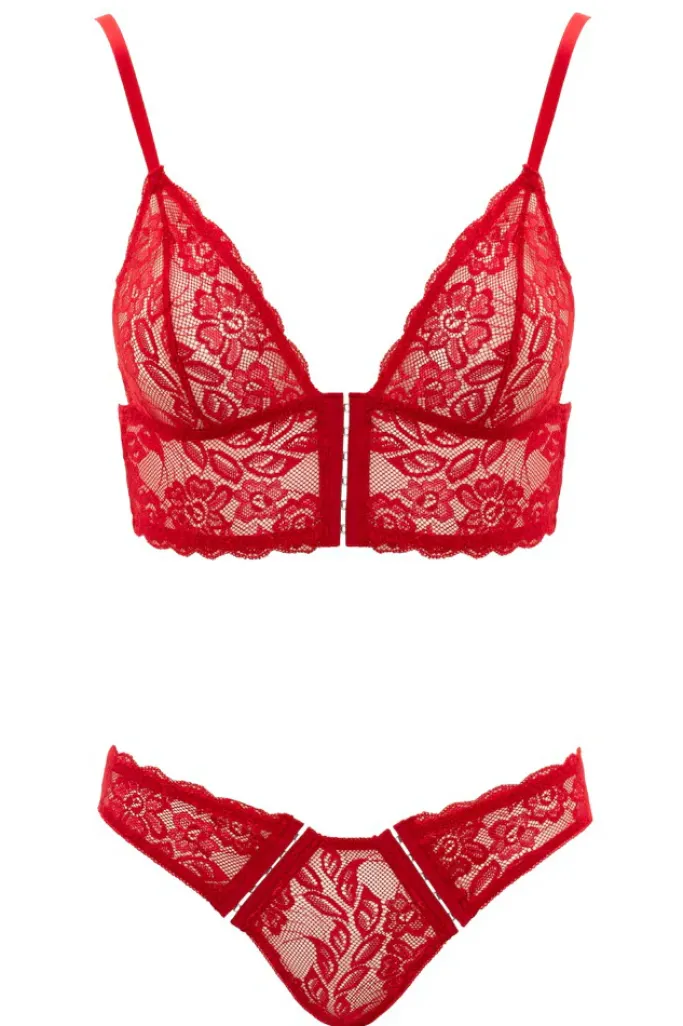 Cottelli Collection Cottelli Lingerie Red Bra and Briefs (XL)