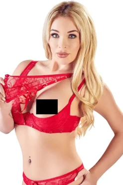 Cottelli Collection Cottelli Lingerie Red Lace Lingerie Set (S, M)
