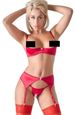 Cottelli Collection Cottelli Lingerie Red Shelf Bra Set (85C/L)
