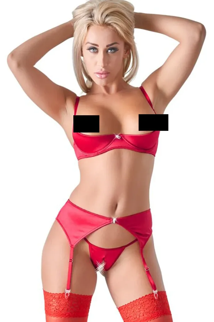 Cottelli Collection Cottelli Lingerie Red Shelf Bra Set (85C/L)