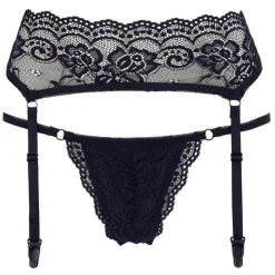 Cottelli Collection Cottelli Lingerie Suspend Belt and String Set (S)