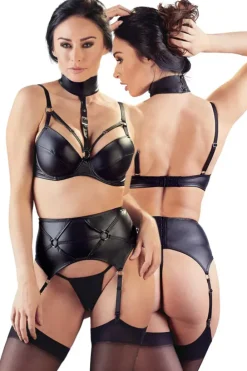 Cottelli Collection Cottelli Lingerie Wetlook Suspender Set