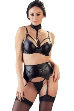 Cottelli Collection Cottelli Lingerie Wetlook Suspender Set