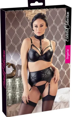 Cottelli Collection Cottelli Lingerie Wetlook Suspender Set