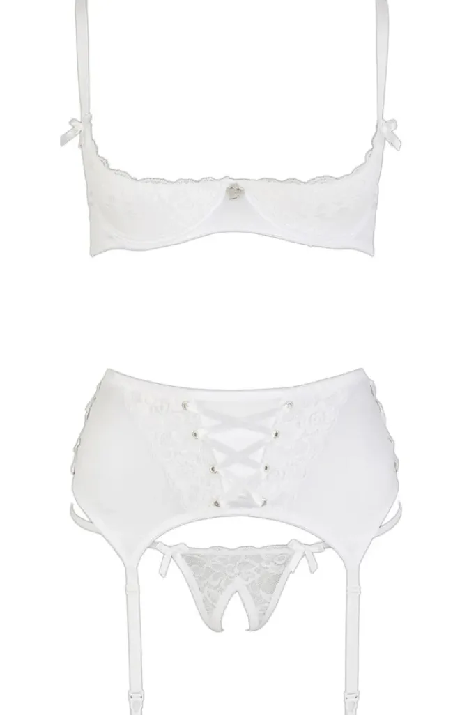 Cottelli Collection Cottelli Lingerie White Suspender Set