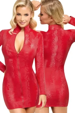 Cottelli Collection Cottelli Party Red Snakeskin Look Dress
