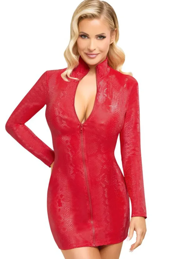 Cottelli Collection Cottelli Party Red Snakeskin Look Dress