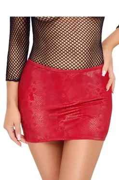 Cottelli Collection Cottelli Party Red Snakeskin Look Skirt