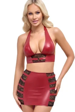Cottelli Collection Cottelli Party Red Top and Skirt Set