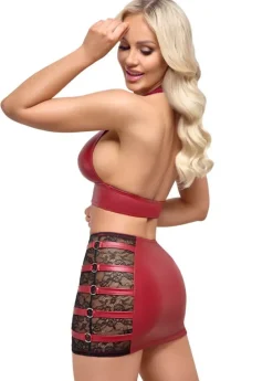 Cottelli Collection Cottelli Party Red Top and Skirt Set