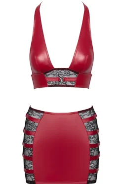 Cottelli Collection Cottelli Party Red Top and Skirt Set
