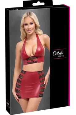 Cottelli Collection Cottelli Party Red Top and Skirt Set