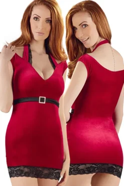 Cottelli Collection Cottelli Party Red Velvet Mini Dress (S)