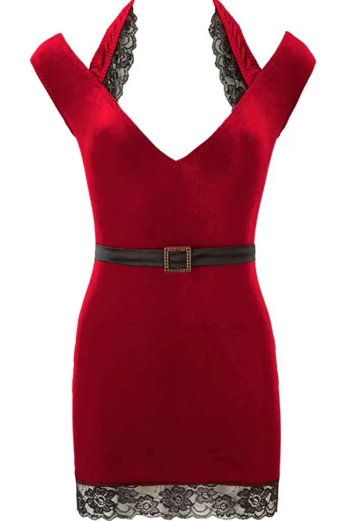 Cottelli Collection Cottelli Party Red Velvet Mini Dress (S)
