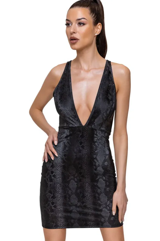 Cottelli Collection Cottelli Party Snakeskin Look Black Dress