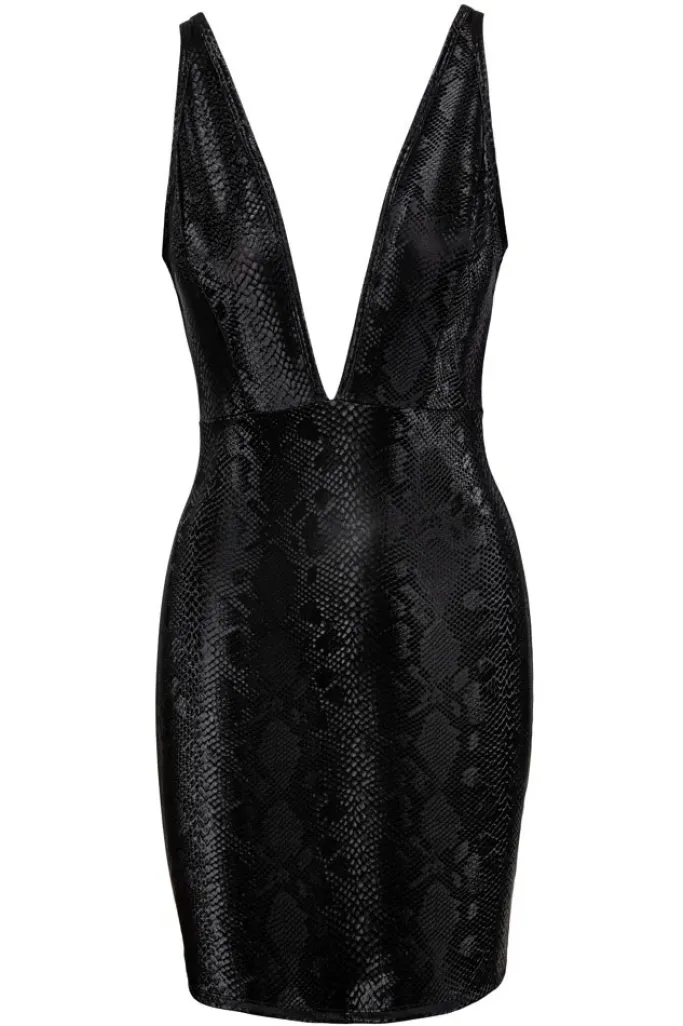 Cottelli Collection Cottelli Party Snakeskin Look Black Dress