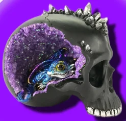 Nemesis Now Crystal Cave Skull and Dragon Purple