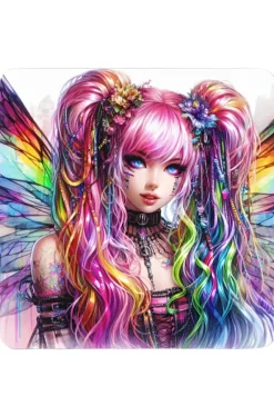 Oakhart Industries Cybergoth Rainbow Fairy Coaster Art089