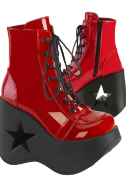 DemoniaCult Dynamite 106 Red Patent Boots