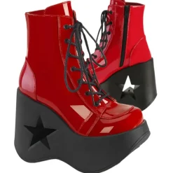 DemoniaCult Dynamite 106 Red Patent Boots