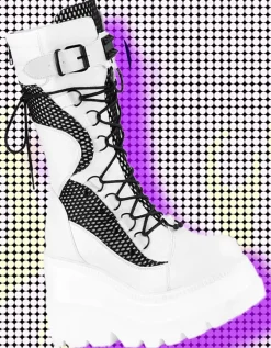 DemoniaCult Shaker 70 Boots White UK6, UK8,