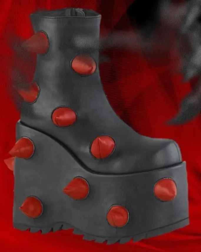 DemoniaCult SLAY 77 Black Red Boots