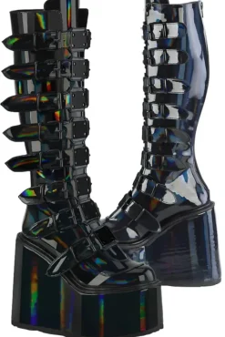 DemoniaCult SWING 815 Black Holographic Boots