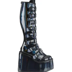 DemoniaCult SWING 815 Black Holographic Boots