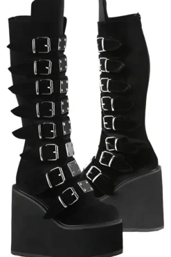 DemoniaCult SWING 815 Black Velvet Boots