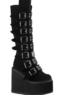 DemoniaCult SWING 815 Black Velvet Boots