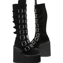 DemoniaCult SWING 815 Black Velvet Boots