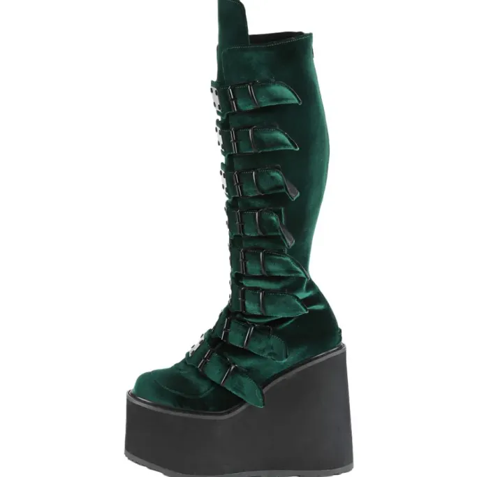 DemoniaCult SWING 815 Emerald Velvet Boots