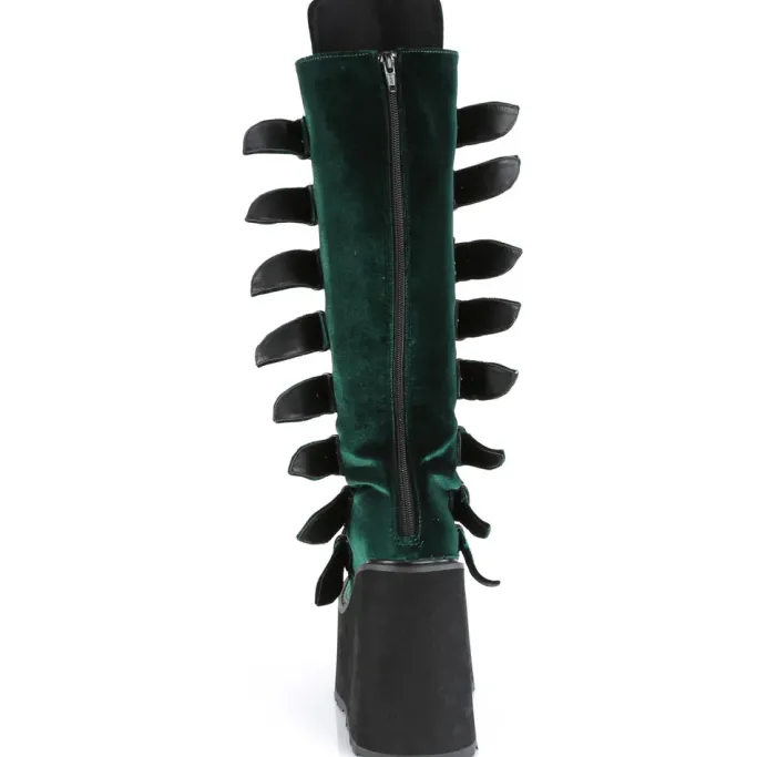 DemoniaCult SWING 815 Emerald Velvet Boots