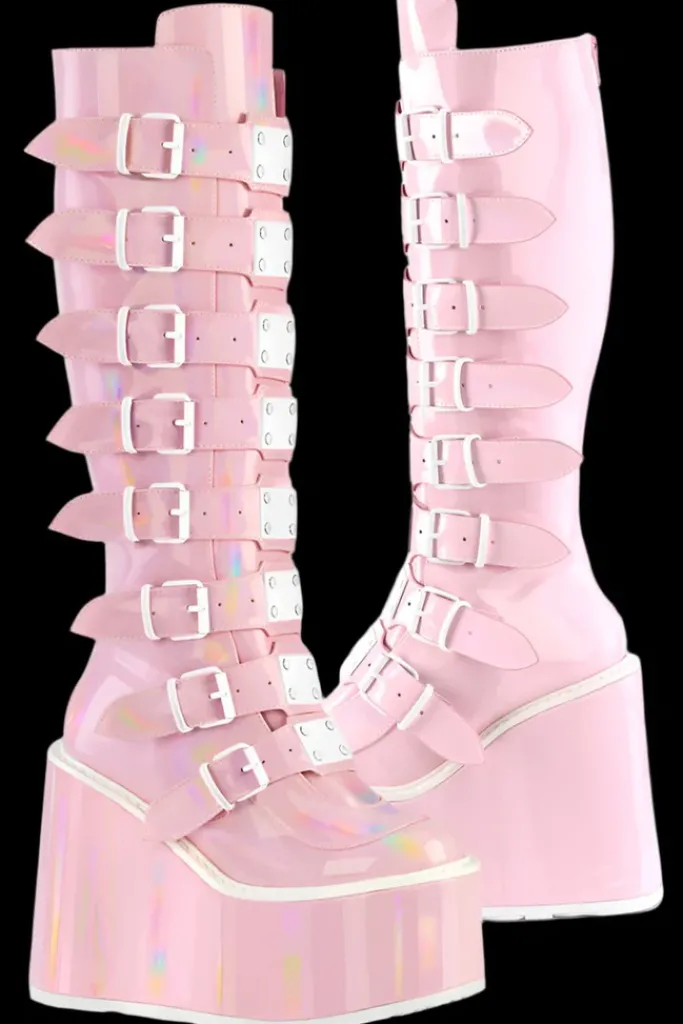 DemoniaCult SWING 815 Pink Holographic Boots