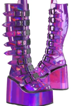 DemoniaCult SWING 815 Purple Holographic Boots