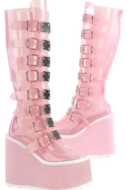 DemoniaCult SWING 815C Pink Transparent Boots