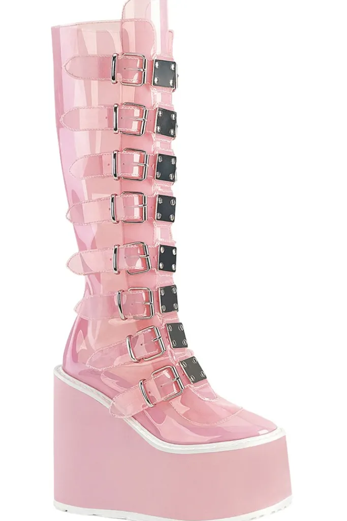 DemoniaCult SWING 815C Pink Transparent Boots