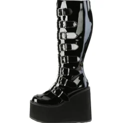 DemoniaCult Swing 815WC Boots Patent WIDE CALF