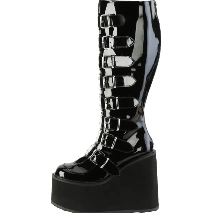 DemoniaCult Swing 815WC Boots Patent WIDE CALF