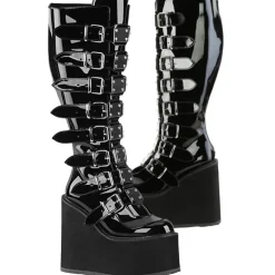 DemoniaCult Swing 815WC Boots Patent WIDE CALF
