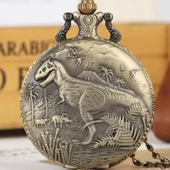 Pocketwatches Dinosaur Steampunk Pocket Watch on Necklace Chain
