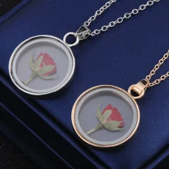 Gothic and Steampunk Jewellery Dried Rose Glass Locket Necklace