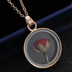 Gothic and Steampunk Jewellery Dried Rose Glass Locket Necklace