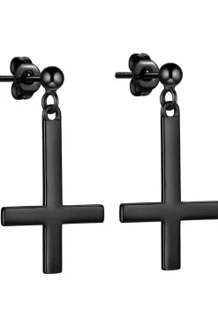 Echt etNox Black Inverted Cross Earrings