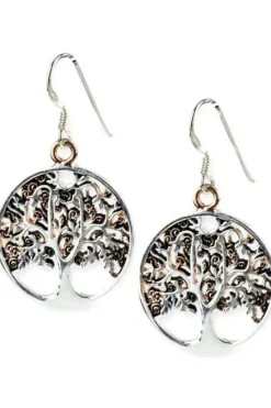 Echt etNox Bronze Silver Plated Tree of Life Earrings