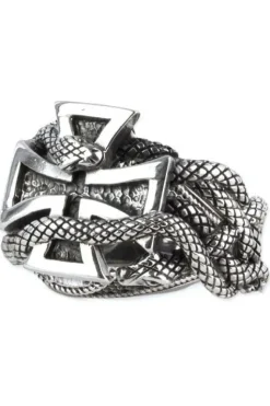 Echt etNox Snake Iron Cross Ring Sterling Silver